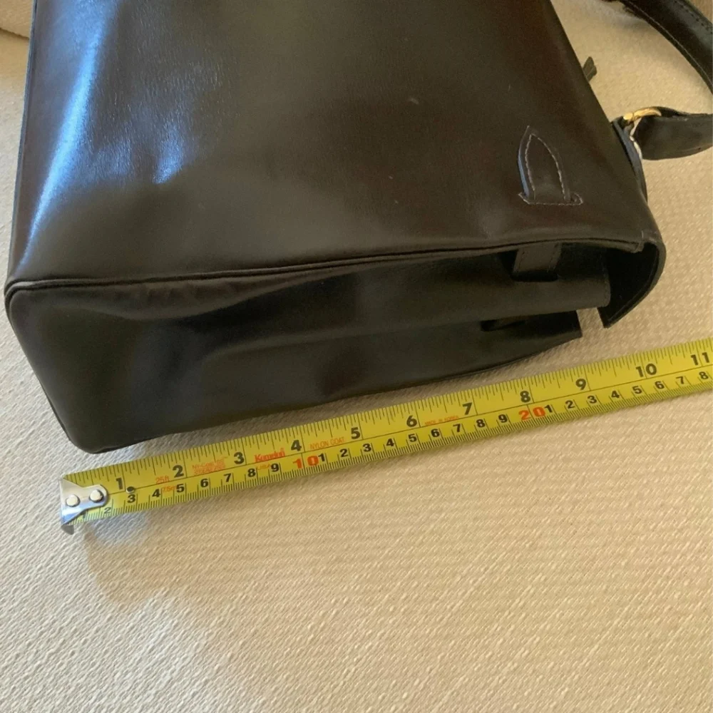 🦄 Vintage Made in Italy Boxcalf 32 Retourne Style Top Handle Lock Bag - Picture 11 of 16
